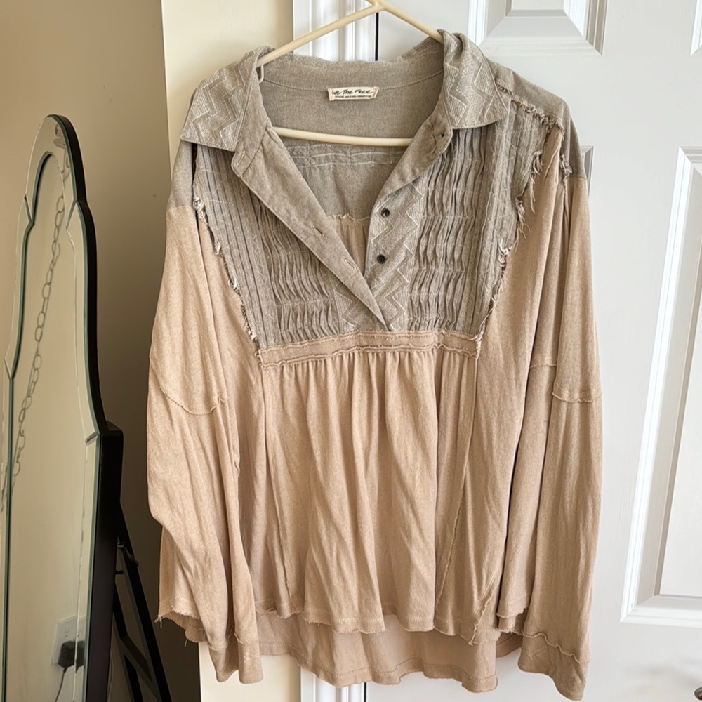 Tan Long Sleeve Blouse